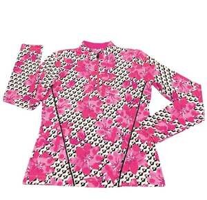 Tail White Label Floral Geometric Pattern Quarter Zip Long Sleeve Golf Top XS